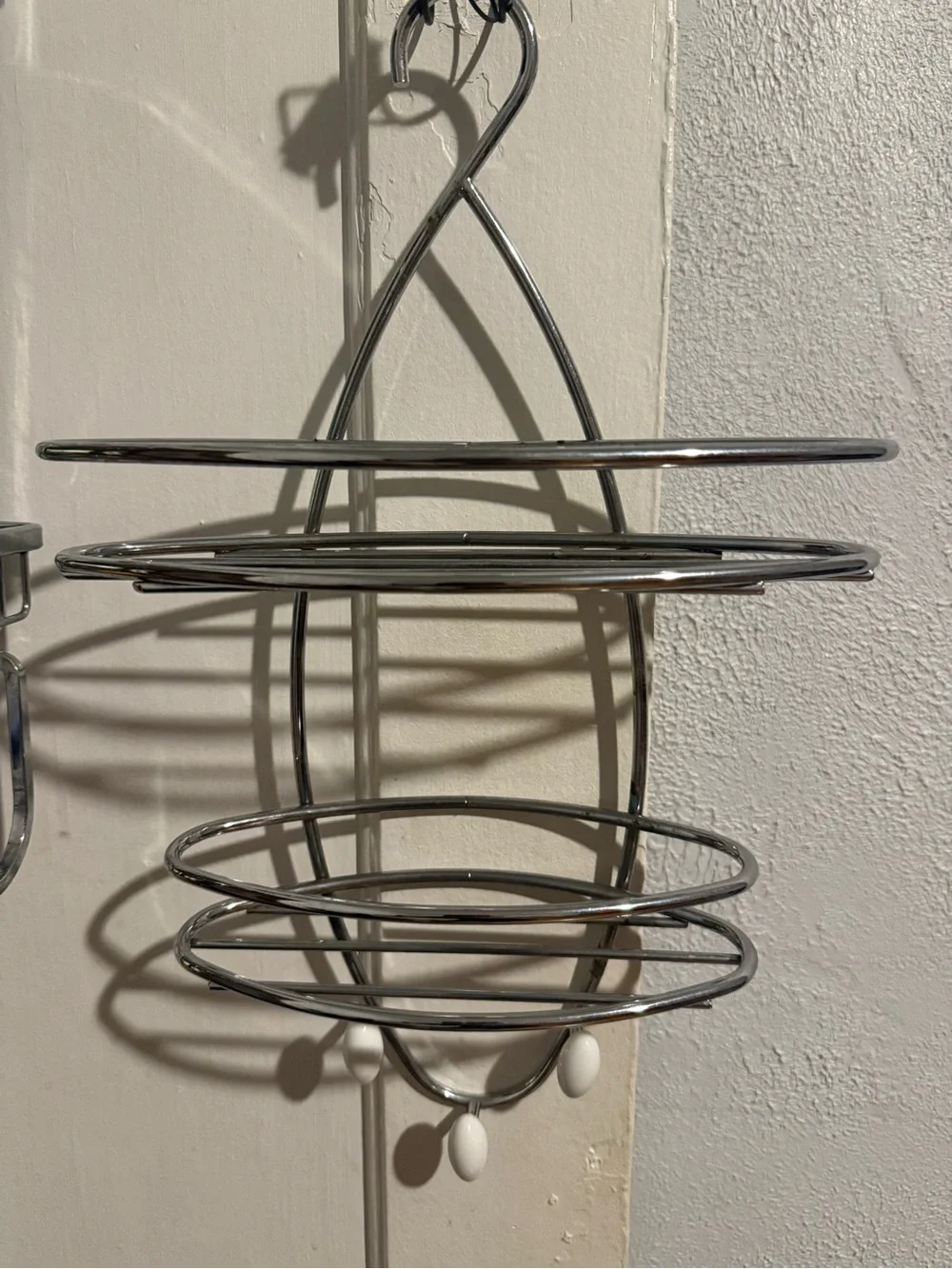 Chrome Multi-Ring Wall Hanging Organizer - White Accents